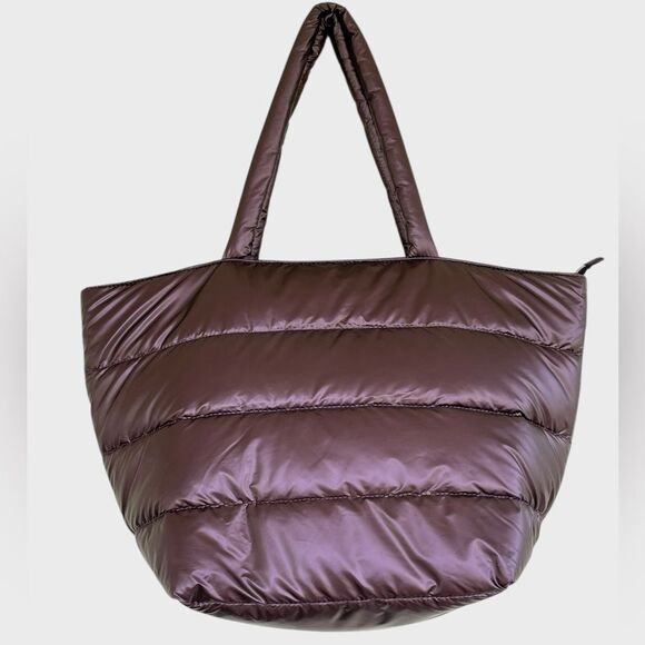 Puffy Tote Bag Bronze Metallic Travel - Picture 1 of 9